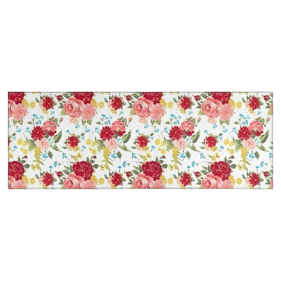 Pioneer Flower Floral Print Pattern Kitchen Rug Mat,Kitchen Runner Rugs Non Skid Washable,Decorative Kitchen Floor Mats for Kitchen,Sink,Laundry,17"X47"