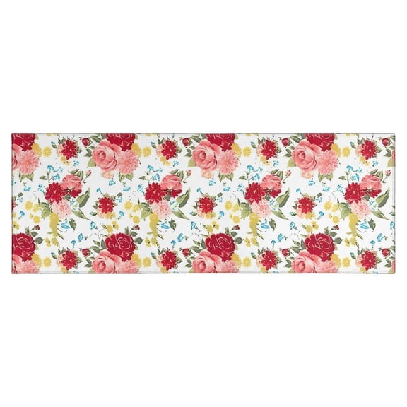 Pioneer Flower Floral Print Pattern Kitchen Rug Mat,Kitchen Runner Rugs Non Skid Washable,Decorative Kitchen Floor Mats for Kitchen,Sink,Laundry,17"X47"