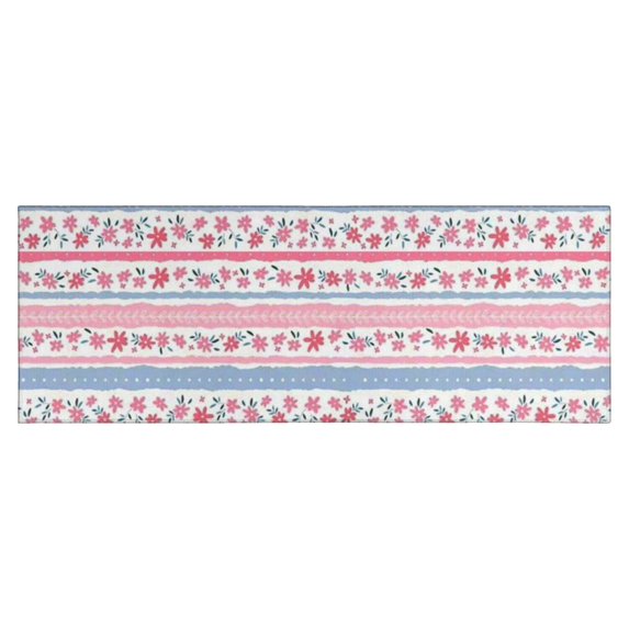 Pioneer Flower Floral Print Pattern Kitchen Rug Mat,Kitchen Runner Rugs Non Skid Washable,Decorative Kitchen Floor Mats for Kitchen,Sink,Laundry,17"X47"