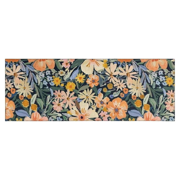 Pioneer Flower Floral Print Pattern Kitchen Rug Mat,Kitchen Runner Rugs Non Skid Washable,Decorative Kitchen Floor Mats for Kitchen,Sink,Laundry,17"X47"