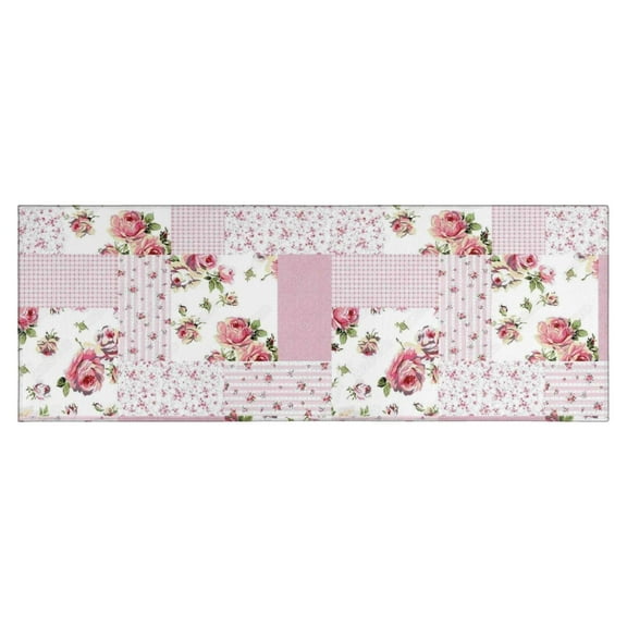 Pioneer Flower Floral Print Pattern Kitchen Rug Mat,Kitchen Runner Rugs Non Skid Washable,Decorative Kitchen Floor Mats for Kitchen,Sink,Laundry,17"X47"