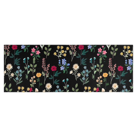 Pioneer Flower Floral Print Pattern Kitchen Rug Mat,Kitchen Runner Rugs Non Skid Washable,Decorative Kitchen Floor Mats for Kitchen,Sink,Laundry,17"X47"