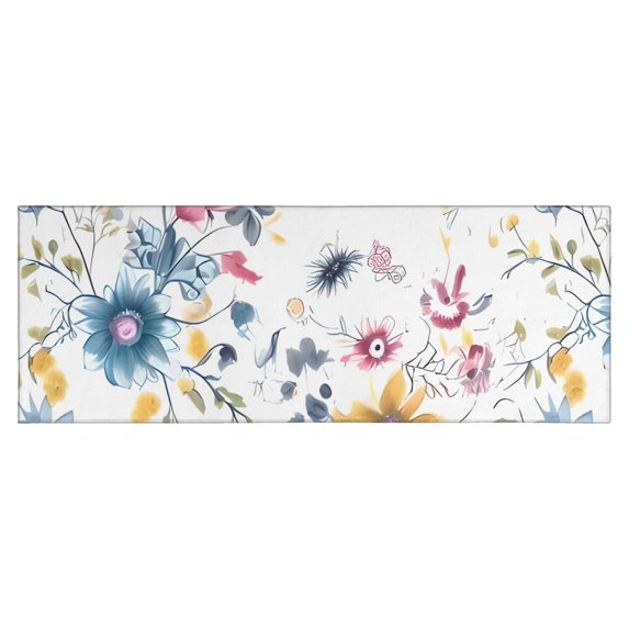 Pioneer Flower Floral Print Pattern Kitchen Rug Mat,Kitchen Runner Rugs Non Skid Washable,Decorative Kitchen Floor Mats for Kitchen,Sink,Laundry,17"X47"