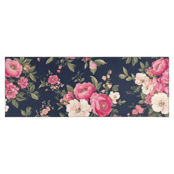 Pioneer Flower Floral Print Pattern Kitchen Rug Mat,Kitchen Runner Rugs Non Skid Washable,Decorative Kitchen Floor Mats for Kitchen,Sink,Laundry,17"X47"