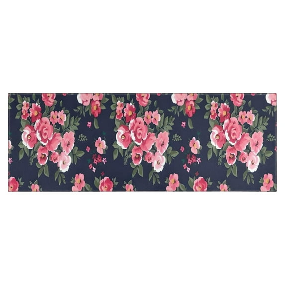 Pioneer Flower Floral Print Pattern Kitchen Rug Mat,Kitchen Runner Rugs Non Skid Washable,Decorative Kitchen Floor Mats for Kitchen,Sink,Laundry,17"X47"