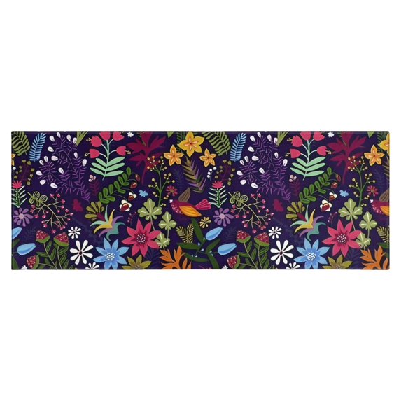 Pioneer Flower Floral Print Pattern Kitchen Rug Mat,Kitchen Runner Rugs Non Skid Washable,Decorative Kitchen Floor Mats for Kitchen,Sink,Laundry,17"X47"