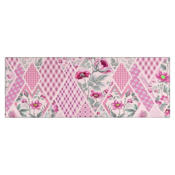 Pioneer Flower Floral Print Pattern Kitchen Rug Mat,Kitchen Runner Rugs Non Skid Washable,Decorative Kitchen Floor Mats for Kitchen,Sink,Laundry,17"X47"