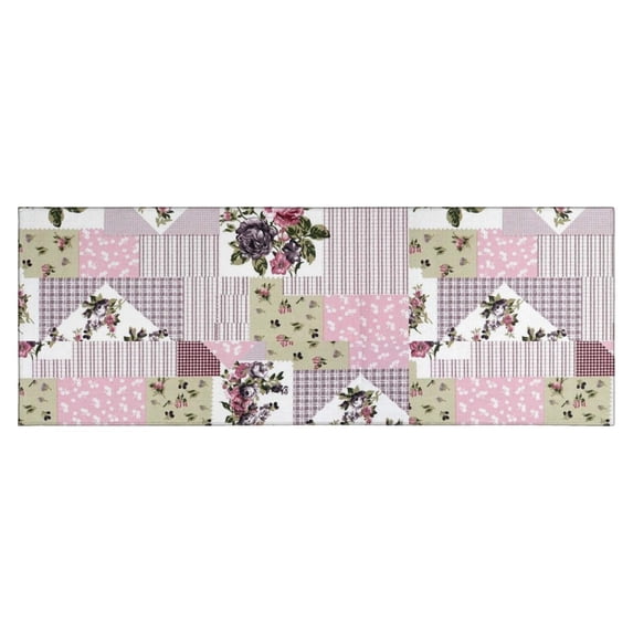 Pioneer Flower Floral Print Pattern Kitchen Rug Mat,Kitchen Runner Rugs Non Skid Washable,Decorative Kitchen Floor Mats for Kitchen,Sink,Laundry,17"X47"