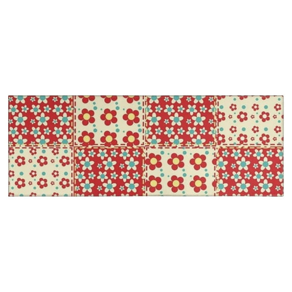 Pioneer Flower Floral Print Pattern Kitchen Rug Mat,Kitchen Runner Rugs Non Skid Washable,Decorative Kitchen Floor Mats for Kitchen,Sink,Laundry,17"X47"