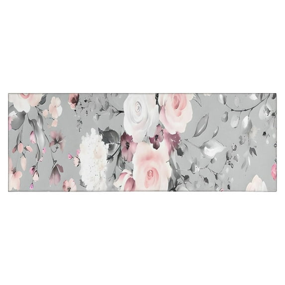 Pioneer Flower Floral Print Pattern Kitchen Rug Mat,Kitchen Runner Rugs Non Skid Washable,Decorative Kitchen Floor Mats for Kitchen,Sink,Laundry,17"X47"