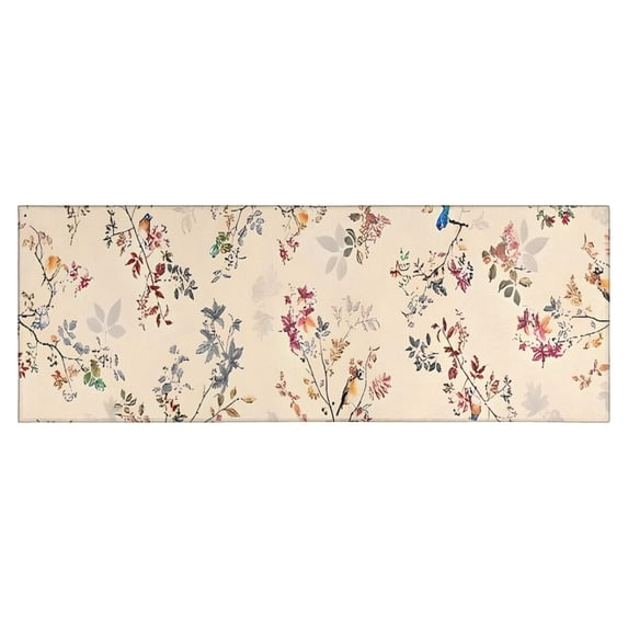 Pioneer Flower Floral Print Pattern Kitchen Rug Mat,Kitchen Runner Rugs Non Skid Washable,Decorative Kitchen Floor Mats for Kitchen,Sink,Laundry,17"X47"