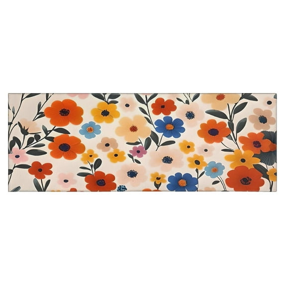 Pioneer Flower Floral Print Pattern Kitchen Rug Mat,Kitchen Runner Rugs Non Skid Washable,Decorative Kitchen Floor Mats for Kitchen,Sink,Laundry,17"X47"