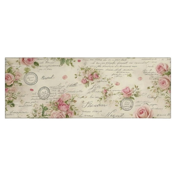Pioneer Flower Floral Print Pattern Kitchen Rug Mat,Kitchen Runner Rugs Non Skid Washable,Decorative Kitchen Floor Mats for Kitchen,Sink,Laundry,17"X47"