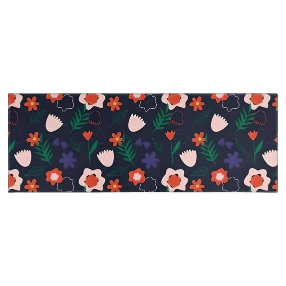 Pioneer Flower Floral Print Pattern Kitchen Rug Mat,Kitchen Runner Rugs Non Skid Washable,Decorative Kitchen Floor Mats for Kitchen,Sink,Laundry,17"X47"