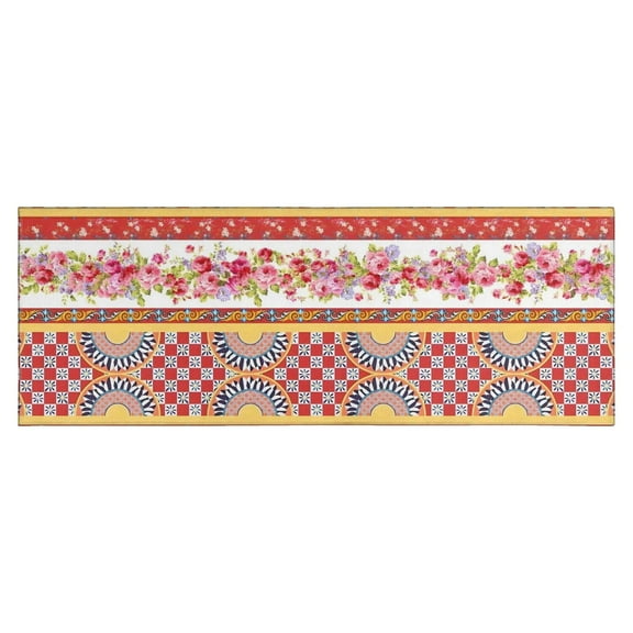 Pioneer Flower Floral Print Pattern Kitchen Rug Mat,Kitchen Runner Rugs Non Skid Washable,Decorative Kitchen Floor Mats for Kitchen,Sink,Laundry,17"X47"