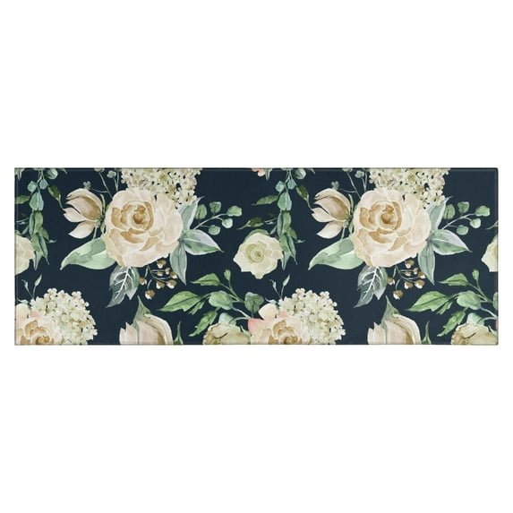 Pioneer Flower Floral Print Pattern Kitchen Rug Mat,Kitchen Runner Rugs Non Skid Washable,Decorative Kitchen Floor Mats for Kitchen,Sink,Laundry,17"X47"
