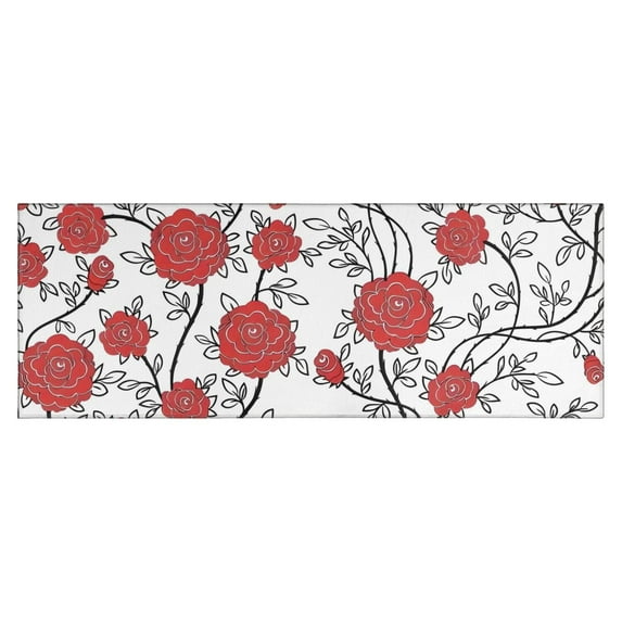 Pioneer Flower Floral Print Pattern Kitchen Rug Mat,Kitchen Runner Rugs Non Skid Washable,Decorative Kitchen Floor Mats for Kitchen,Sink,Laundry,17"X47"