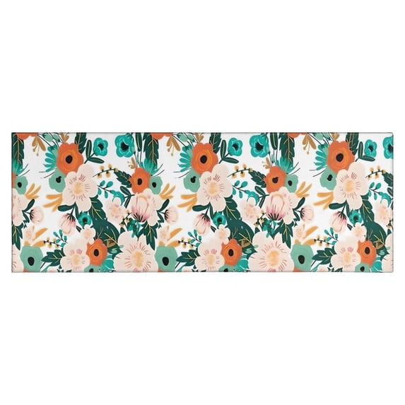 Pioneer Flower Floral Print Pattern Kitchen Rug Mat,Kitchen Runner Rugs Non Skid Washable,Decorative Kitchen Floor Mats for Kitchen,Sink,Laundry,17"X47"