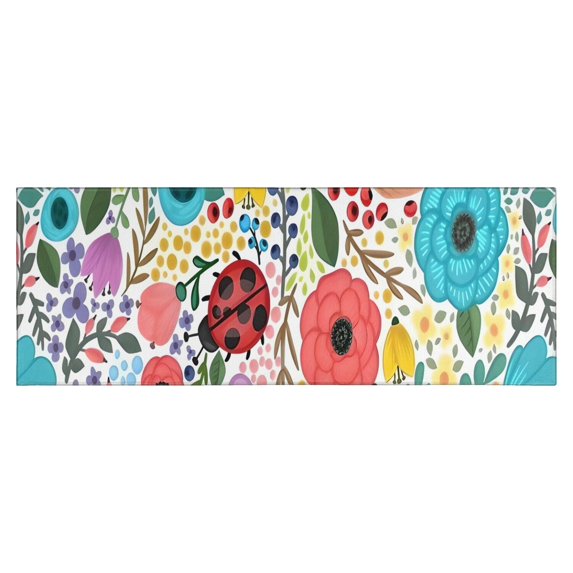 Pioneer Flower Floral Print Pattern Kitchen Rug Mat,Kitchen Runner Rugs Non Skid Washable,Decorative Kitchen Floor Mats for Kitchen,Sink,Laundry,17"X47"
