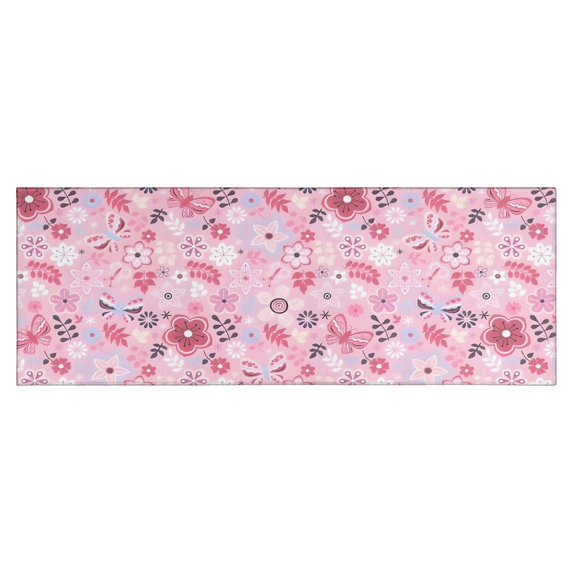 Pioneer Flower Floral Print Pattern Kitchen Rug Mat,Kitchen Runner Rugs Non Skid Washable,Decorative Kitchen Floor Mats for Kitchen,Sink,Laundry,17"X47"