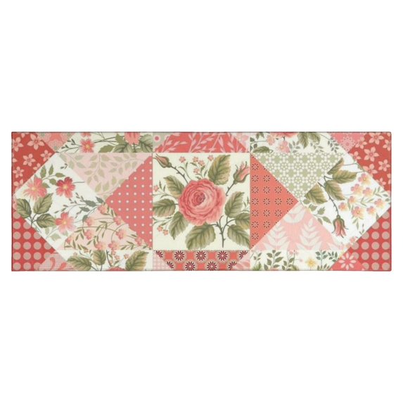 Pioneer Flower Floral Print Pattern Kitchen Rug Mat,Kitchen Runner Rugs Non Skid Washable,Decorative Kitchen Floor Mats for Kitchen,Sink,Laundry,17"X47"