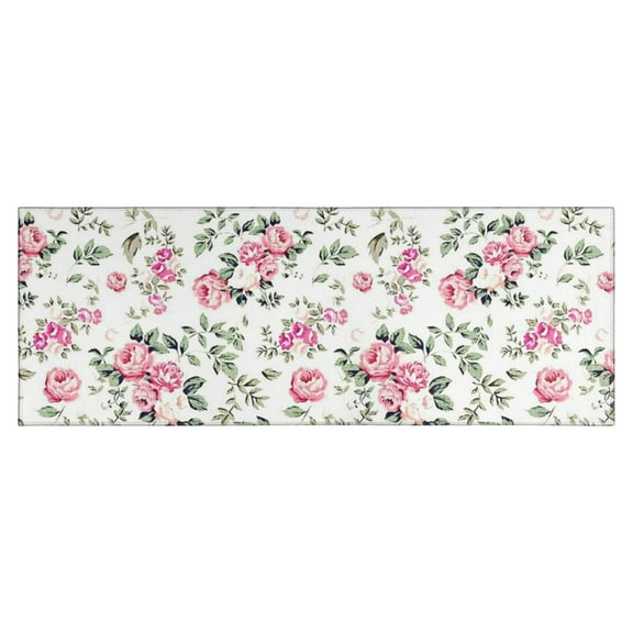Pioneer Flower Floral Print Pattern Kitchen Rug Mat,Kitchen Runner Rugs Non Skid Washable,Decorative Kitchen Floor Mats for Kitchen,Sink,Laundry,17"X47"