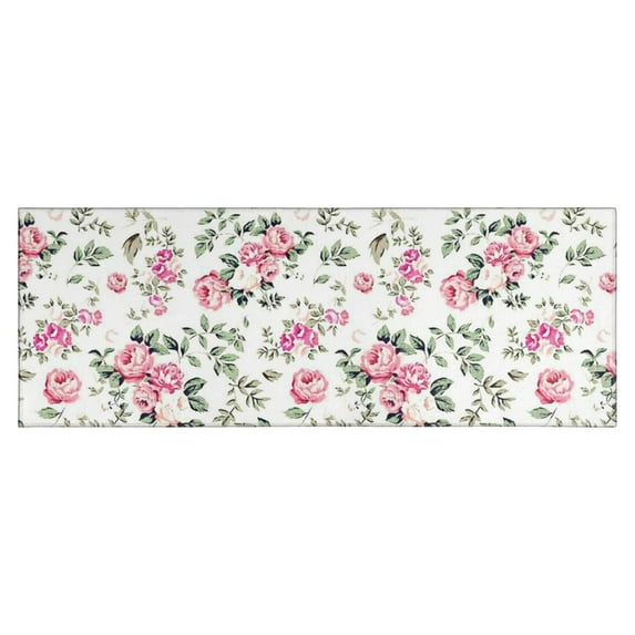 Pioneer Flower Floral Print Pattern Kitchen Rug Mat,Kitchen Runner Rugs Non Skid Washable,Decorative Kitchen Floor Mats for Kitchen,Sink,Laundry,17"X47"