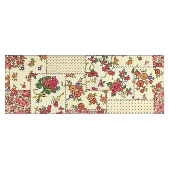 Pioneer Flower Floral Print Pattern Kitchen Rug Mat,Kitchen Runner Rugs Non Skid Washable,Decorative Kitchen Floor Mats for Kitchen,Sink,Laundry,17"X47"