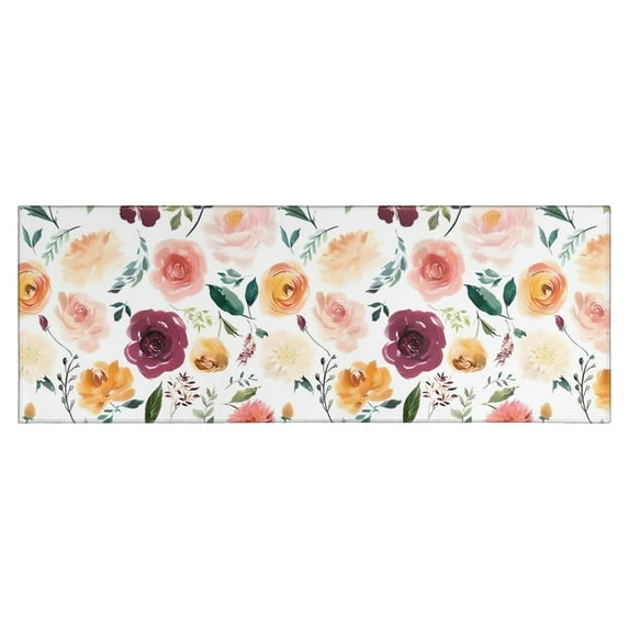 Pioneer Flower Floral Print Pattern Kitchen Rug Mat,Kitchen Runner Rugs Non Skid Washable,Decorative Kitchen Floor Mats for Kitchen,Sink,Laundry,17"X47"
