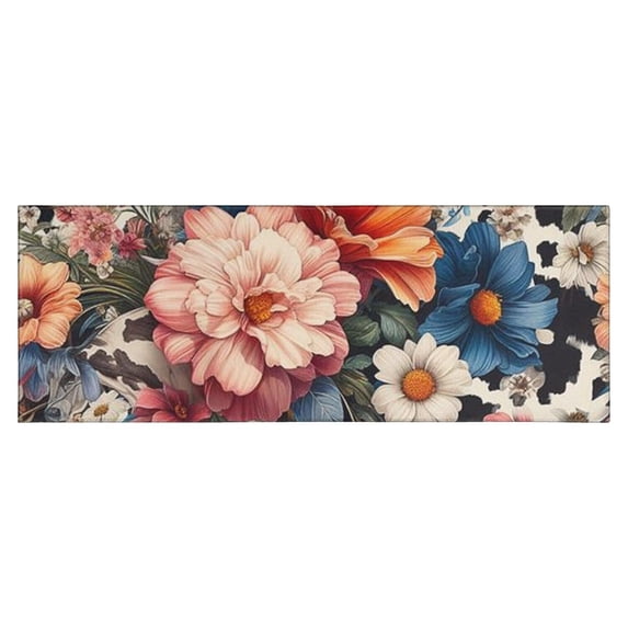 Pioneer Flower Floral Print Pattern Kitchen Rug Mat,Kitchen Runner Rugs Non Skid Washable,Decorative Kitchen Floor Mats for Kitchen,Sink,Laundry,17"X47"