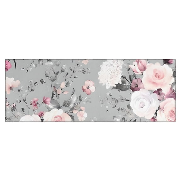 Pioneer Flower Floral Print Pattern Kitchen Rug Mat,Kitchen Runner Rugs Non Skid Washable,Decorative Kitchen Floor Mats for Kitchen,Sink,Laundry,17"X47"