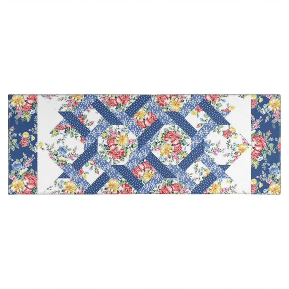Pioneer Flower Floral Print Pattern Kitchen Rug Mat,Kitchen Runner Rugs Non Skid Washable,Decorative Kitchen Floor Mats for Kitchen,Sink,Laundry,17"X47"