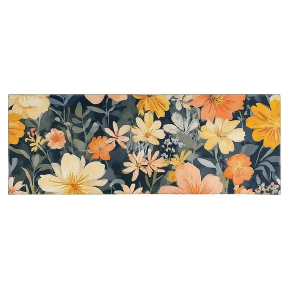 Pioneer Flower Floral Print Pattern Kitchen Rug Mat,Kitchen Runner Rugs Non Skid Washable,Decorative Kitchen Floor Mats for Kitchen,Sink,Laundry,17"X47"