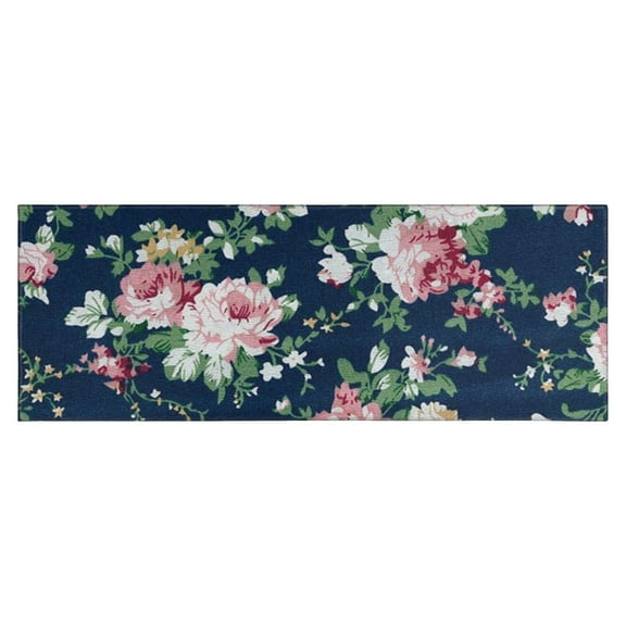 Pioneer Flower Floral Print Pattern Kitchen Rug Mat,Kitchen Runner Rugs Non Skid Washable,Decorative Kitchen Floor Mats for Kitchen,Sink,Laundry,17"X47"