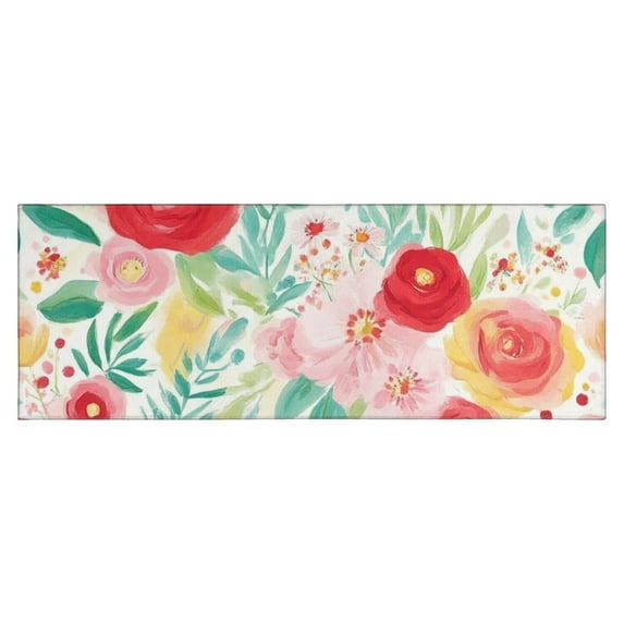 Pioneer Flower Floral Print Pattern Kitchen Rug Mat,Kitchen Runner Rugs Non Skid Washable,Decorative Kitchen Floor Mats for Kitchen,Sink,Laundry,17"X47"