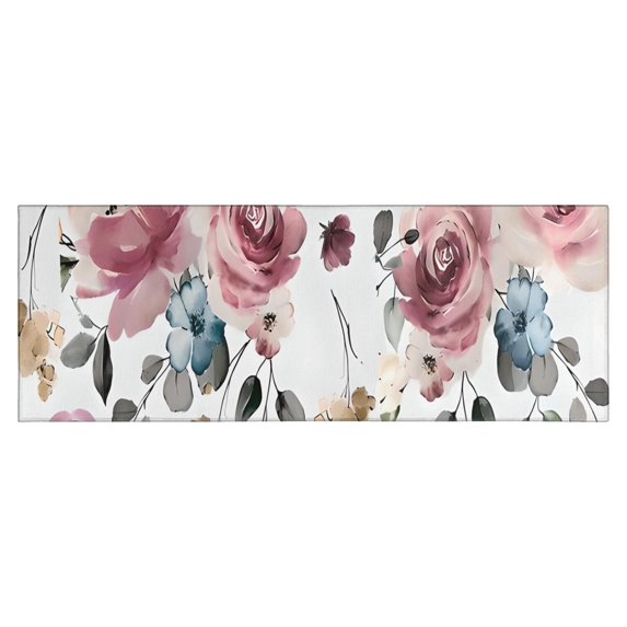 Pioneer Flower Floral Print Pattern Kitchen Rug Mat,Kitchen Runner Rugs Non Skid Washable,Decorative Kitchen Floor Mats for Kitchen,Sink,Laundry,17"X47"