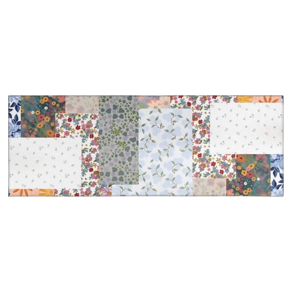 Pioneer Flower Floral Print Pattern Kitchen Rug Mat,Kitchen Runner Rugs Non Skid Washable,Decorative Kitchen Floor Mats for Kitchen,Sink,Laundry,17"X47"