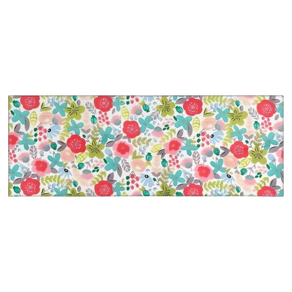 Pioneer Flower Floral Print Pattern Kitchen Rug Mat,Kitchen Runner Rugs Non Skid Washable,Decorative Kitchen Floor Mats for Kitchen,Sink,Laundry,17"X47"