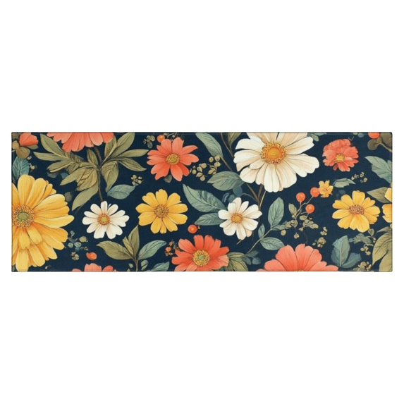 Pioneer Flower Floral Print Pattern Kitchen Rug Mat,Kitchen Runner Rugs Non Skid Washable,Decorative Kitchen Floor Mats for Kitchen,Sink,Laundry,17"X47"