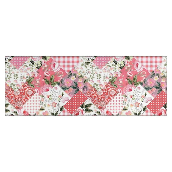 Pioneer Flower Floral Print Pattern Kitchen Rug Mat,Kitchen Runner Rugs Non Skid Washable,Decorative Kitchen Floor Mats for Kitchen,Sink,Laundry,17"X47"
