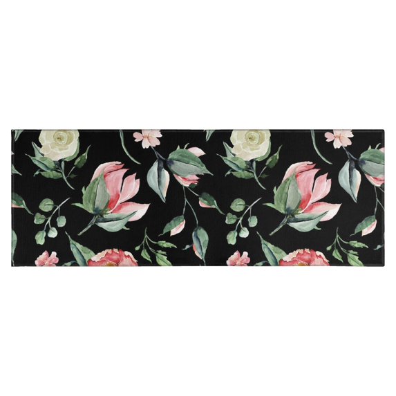 Pioneer Flower Floral Print Pattern Kitchen Rug Mat,Kitchen Runner Rugs Non Skid Washable,Decorative Kitchen Floor Mats for Kitchen,Sink,Laundry,17"X47"