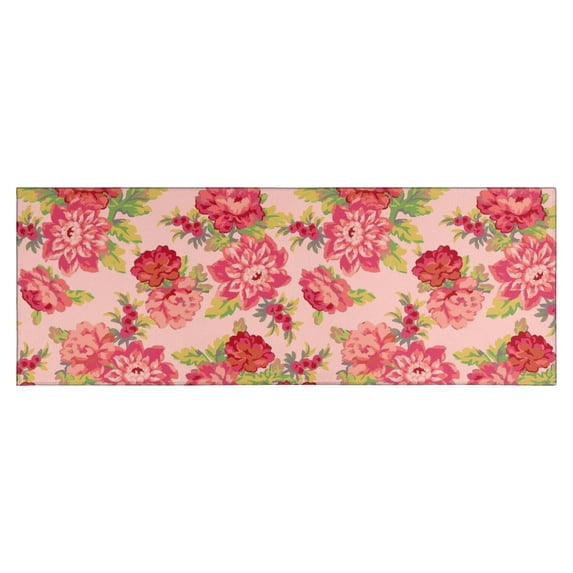 Pioneer Flower Floral Print Pattern Kitchen Rug Mat,Kitchen Runner Rugs Non Skid Washable,Decorative Kitchen Floor Mats for Kitchen,Sink,Laundry,17"X47"