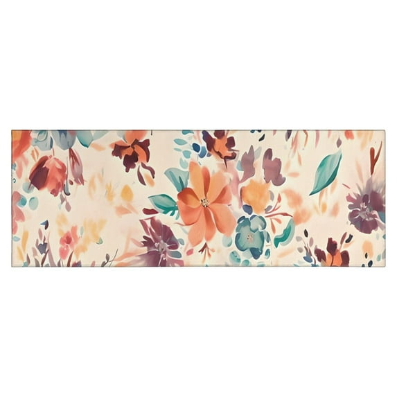 Pioneer Flower Floral Print Pattern Kitchen Rug Mat,Kitchen Runner Rugs Non Skid Washable,Decorative Kitchen Floor Mats for Kitchen,Sink,Laundry,17"X47"