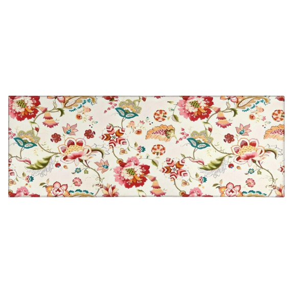 Pioneer Flower Floral Print Pattern Kitchen Rug Mat,Kitchen Runner Rugs Non Skid Washable,Decorative Kitchen Floor Mats for Kitchen,Sink,Laundry,17"X47"