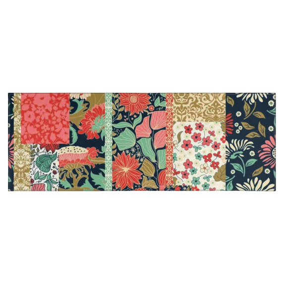 Pioneer Flower Floral Print Pattern Kitchen Rug Mat,Kitchen Runner Rugs Non Skid Washable,Decorative Kitchen Floor Mats for Kitchen,Sink,Laundry,17"X47"