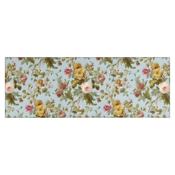 Pioneer Flower Floral Print Pattern Kitchen Rug Mat,Kitchen Runner Rugs Non Skid Washable,Decorative Kitchen Floor Mats for Kitchen,Sink,Laundry,17"X47"