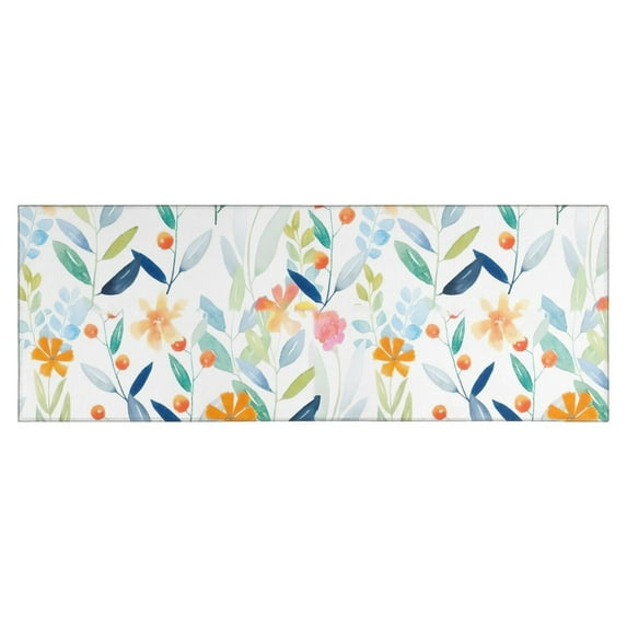 Pioneer Flower Floral Print Pattern Kitchen Rug Mat,Kitchen Runner Rugs Non Skid Washable,Decorative Kitchen Floor Mats for Kitchen,Sink,Laundry,17"X47"