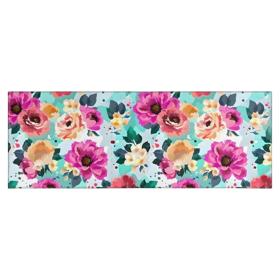 Pioneer Flower Floral Print Pattern Kitchen Rug Mat,Kitchen Runner Rugs Non Skid Washable,Decorative Kitchen Floor Mats for Kitchen,Sink,Laundry,17"X47"