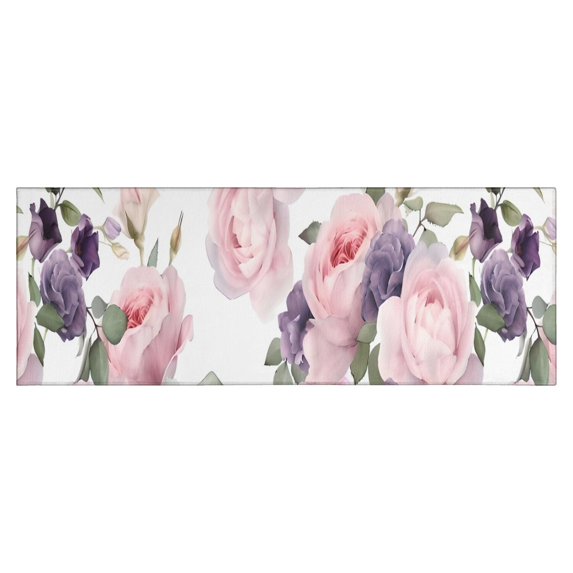 Pioneer Flower Floral Print Pattern Kitchen Rug Mat,Kitchen Runner Rugs Non Skid Washable,Decorative Kitchen Floor Mats for Kitchen,Sink,Laundry,17"X47"