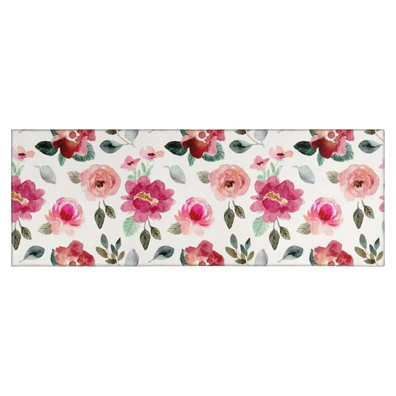 Pioneer Flower Floral Print Pattern Kitchen Rug Mat,Kitchen Runner Rugs Non Skid Washable,Decorative Kitchen Floor Mats for Kitchen,Sink,Laundry,17"X47"